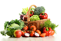 Basket filled with fruits and vegetables at The Facial Center in Charleston, WV